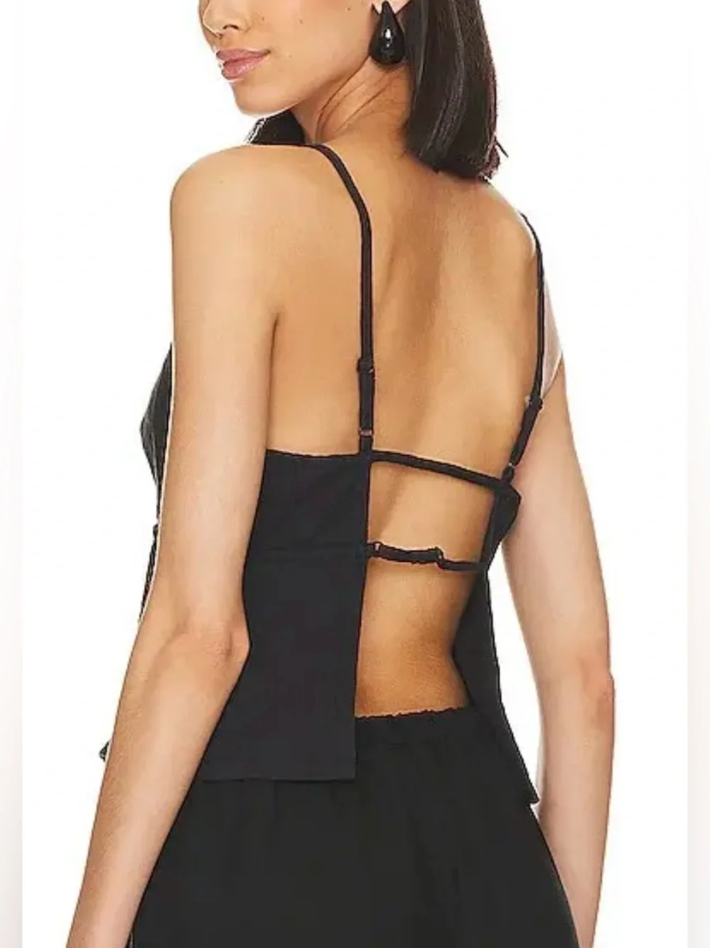 NEW Free People Women's James Black Linen Top Size L